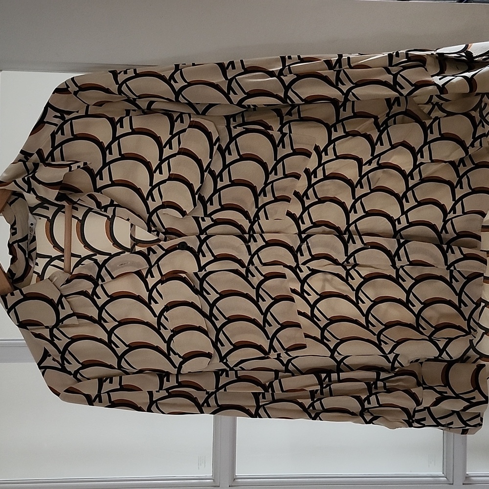 Zara Beige and Black Patterned Womens Shirt